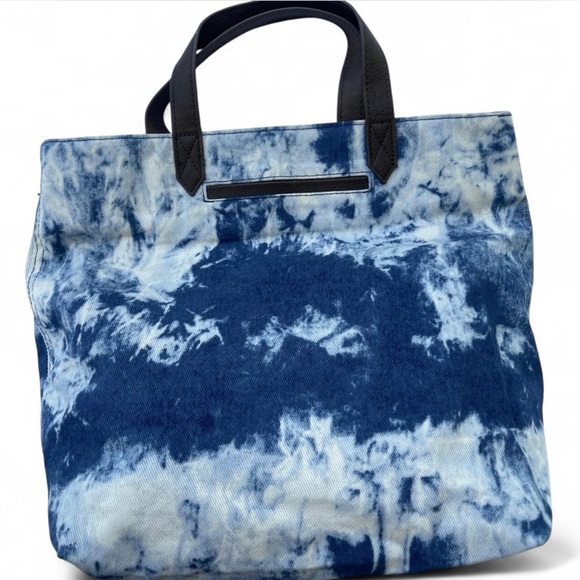 Thirty One Tie Dye Window Shopper Tote Sky Cotton Denim Blue - Picture 2 of 9